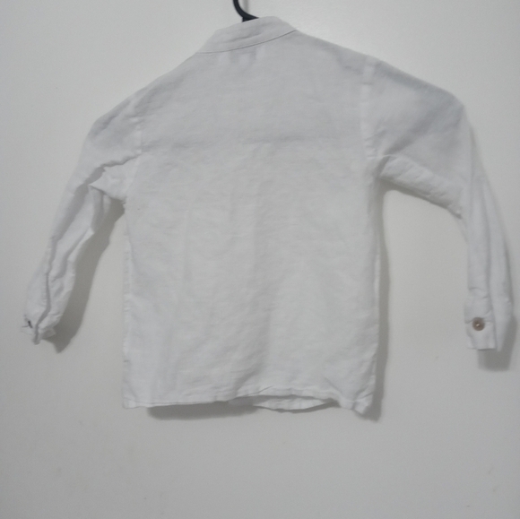 LULUKIDS BRIGHT WHITE LINEN BUTTON DOWN TODDLER BOY'S SHIRT 3-4Y - Picture 5 of 5